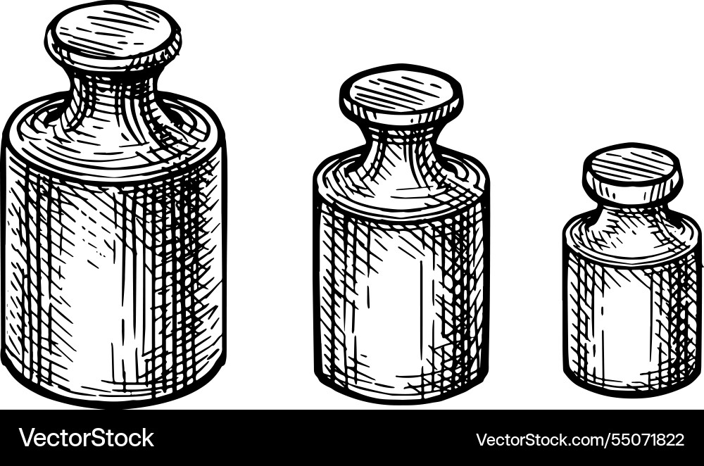 Antique weights ink sketches Antique weights ink sketches vector image