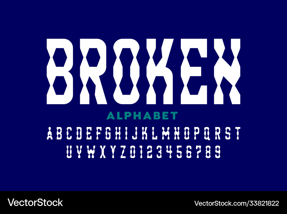 Broken style font vector image