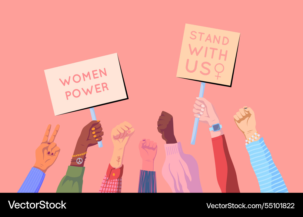 Cartoon Farbe Frau Hände halten Banner von Frauen Cartoon Farbe Frau Hände halten Banner von Frauen vektorbild