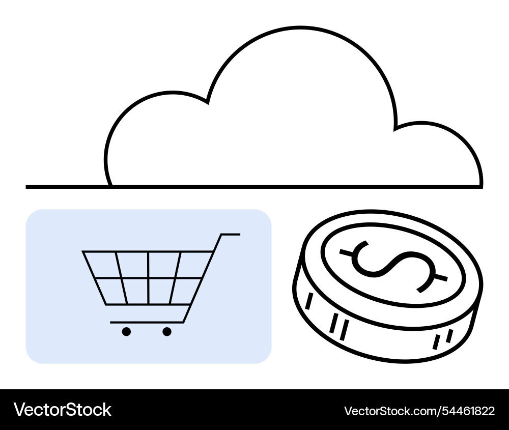 Cloud computing integration with online shopping Cloud computing integration with online shopping vector image
