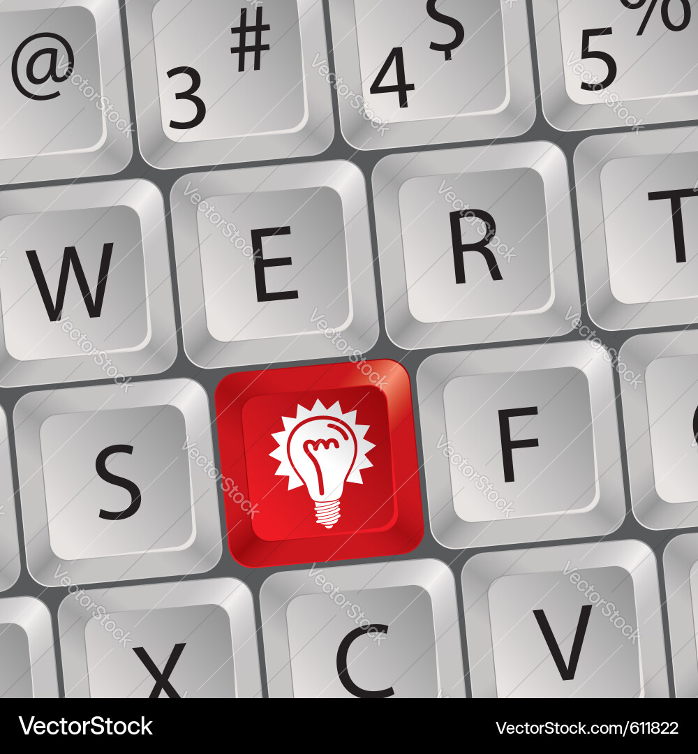 Computer Keyboard with Light Key Vector Image