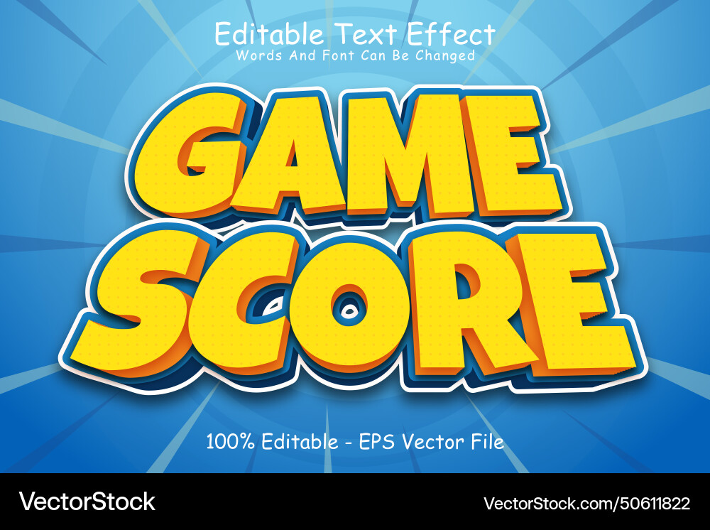 Game score editable text effect 3 dimension Game score editable text effect 3 dimension vector image