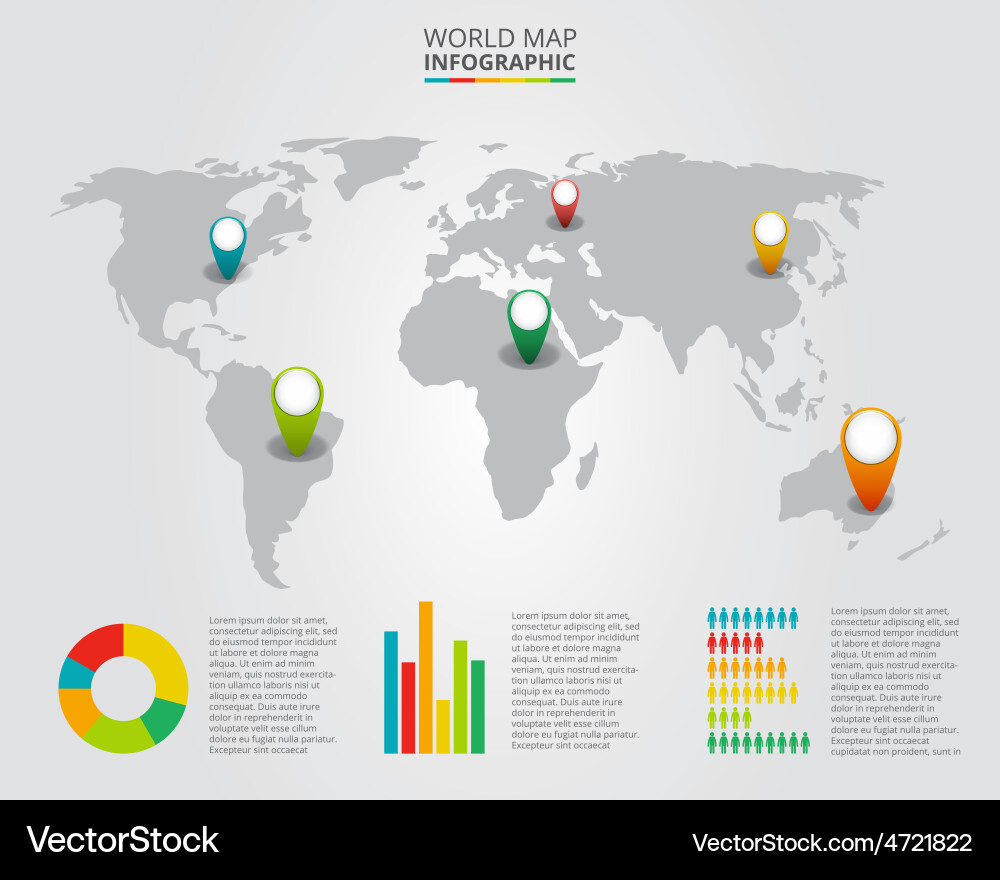 Global Map with Data Visualization vector image