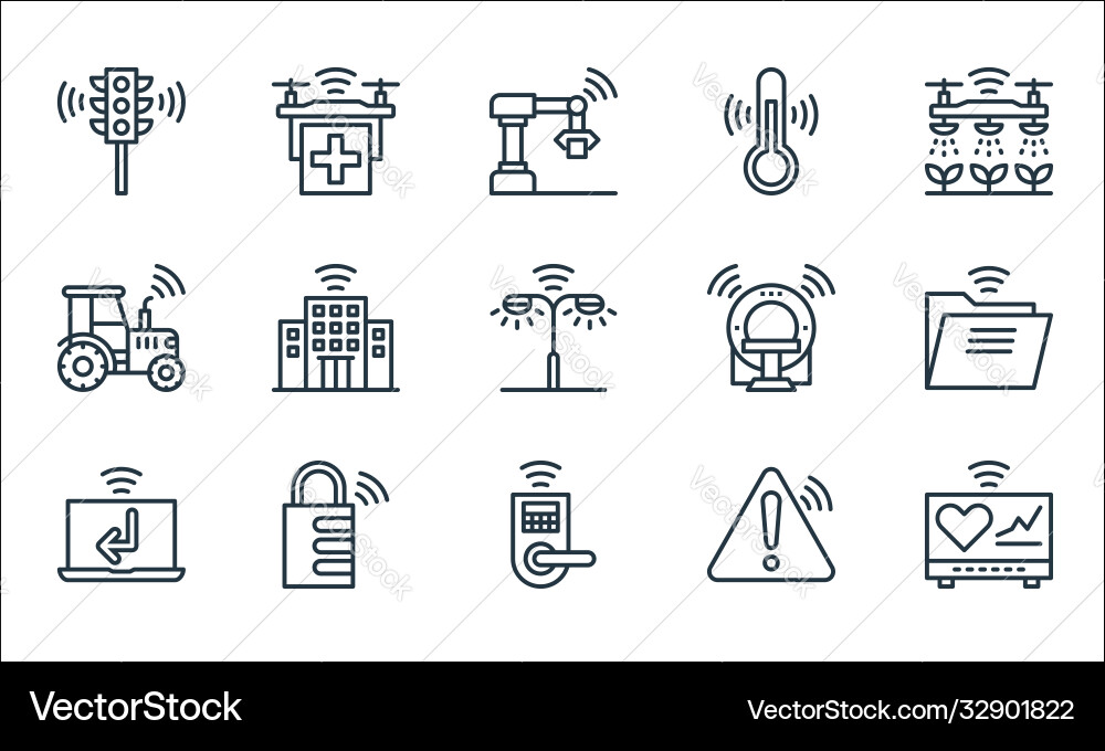 Internet things line icons linear set quality Vector Image