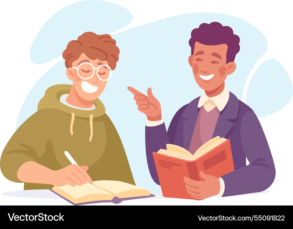Man student character with book learn lesson Vector Image
