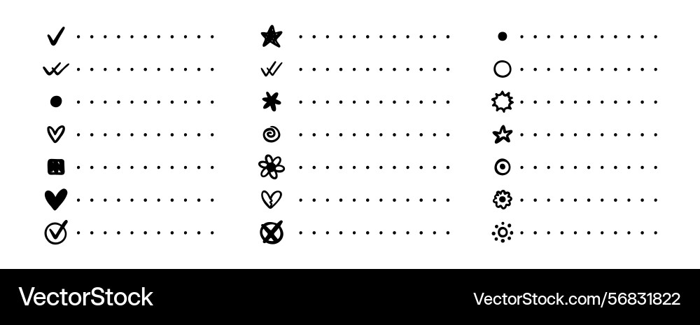Notebook point checklist set various bullet Notebook point checklist set various bullet vector image