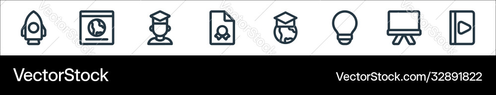 Online learning line icons linear set quality Online learning line icons linear set quality vector image