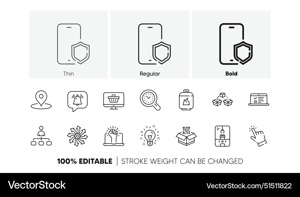 Phone protect idea and cursor line icons for web Vector Image
