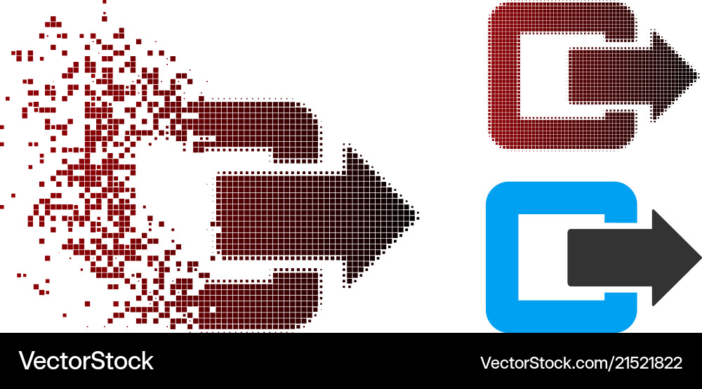 Pixel Exit Disintegration Icon vector image