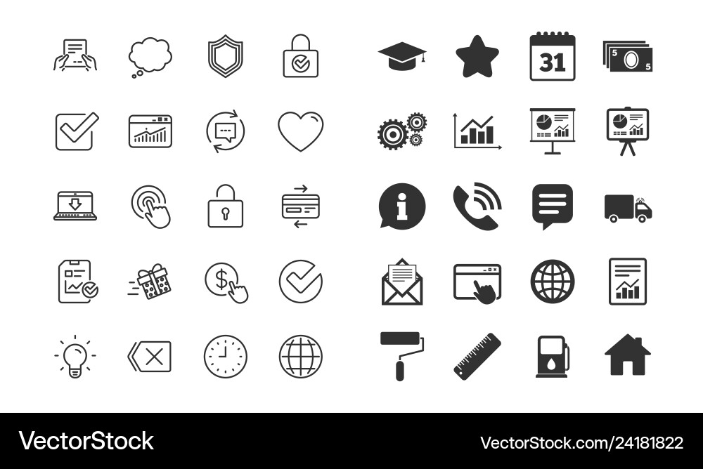 Report time and globe line icons statistics speech Report time and globe line icons statistics speech vector image