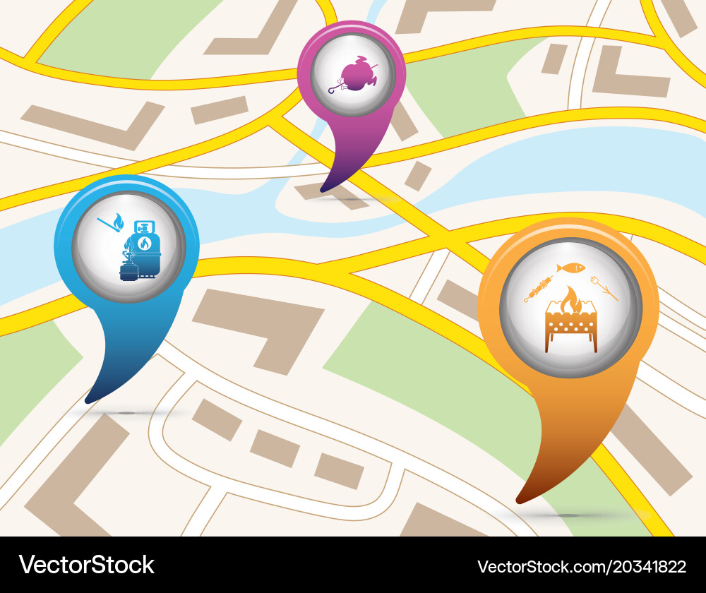 Set of tourism service map pointers Vector Image