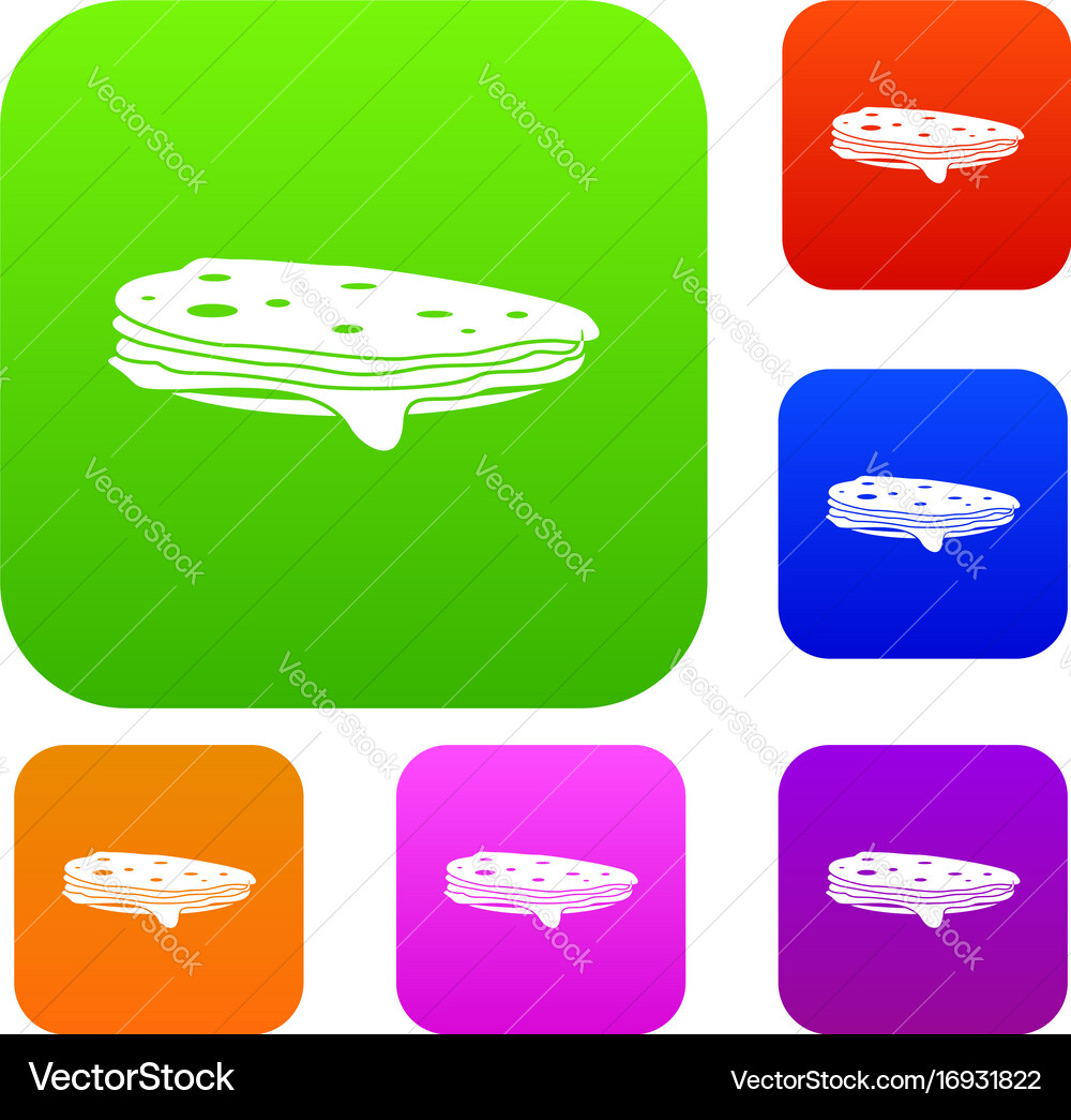 Stack of pancakes set collection Vector Image