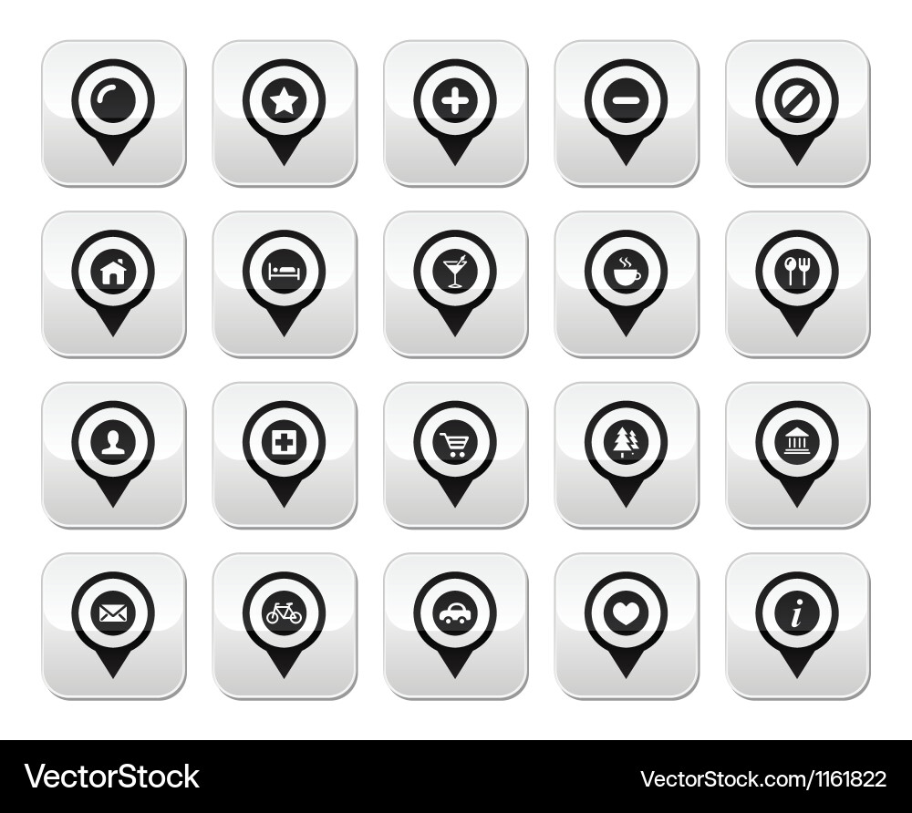 Standort Pointer Icons - Reiseset Vektorbild