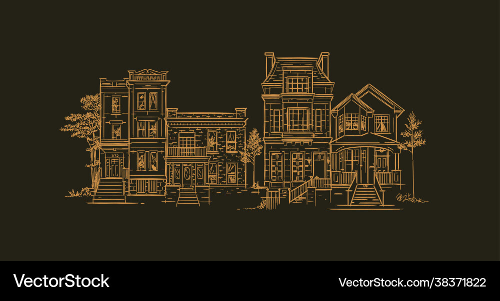 Vintage Brown Victorian House Vector Image
