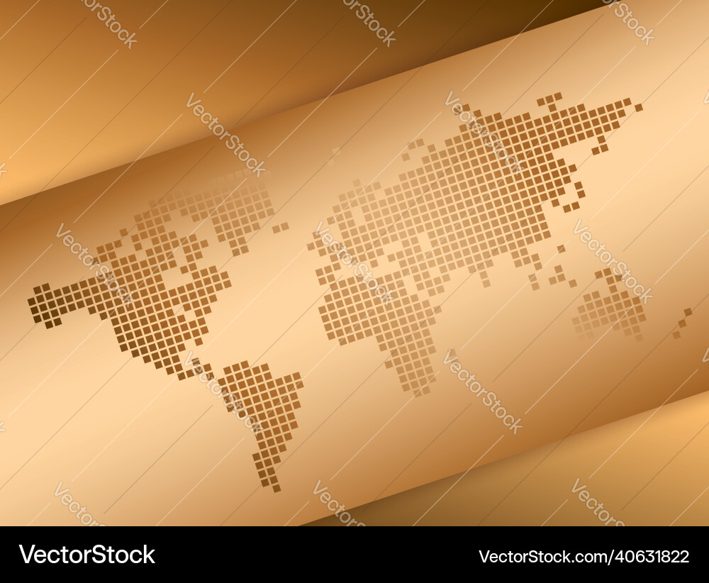 World map on brown background with gradient vector image