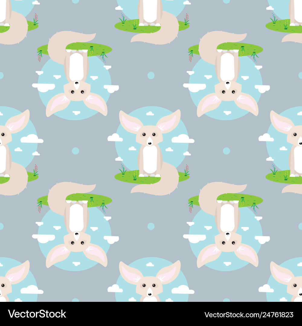 Abstract seamless pattern with fennec fox vector image