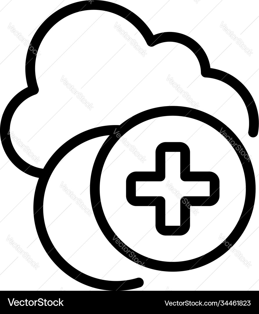 Add data cloud icon outline style Add data cloud icon outline style vector image