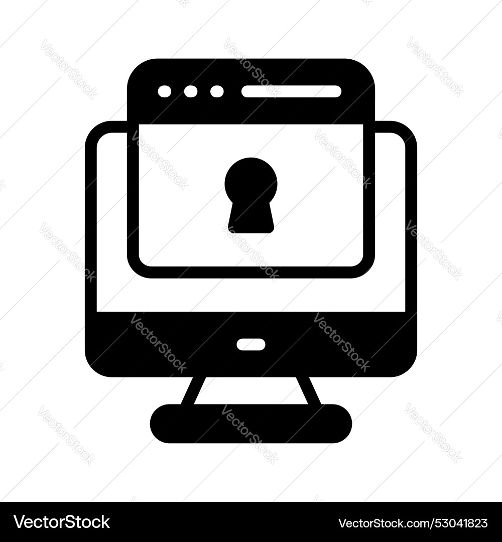 Computer web with lock security concept vector image