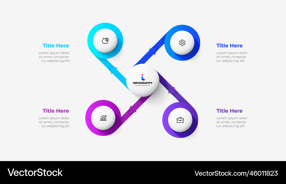Cycle diagram with 4 options or steps slide Cycle diagram with 4 options or steps slide Vector Image