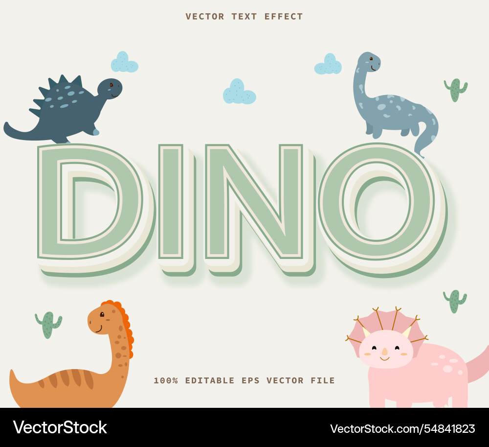 Dino 3d text effect editable eps Vector Image