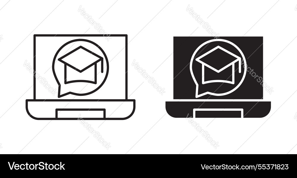 E learning icon set in thin line for web Vector Image