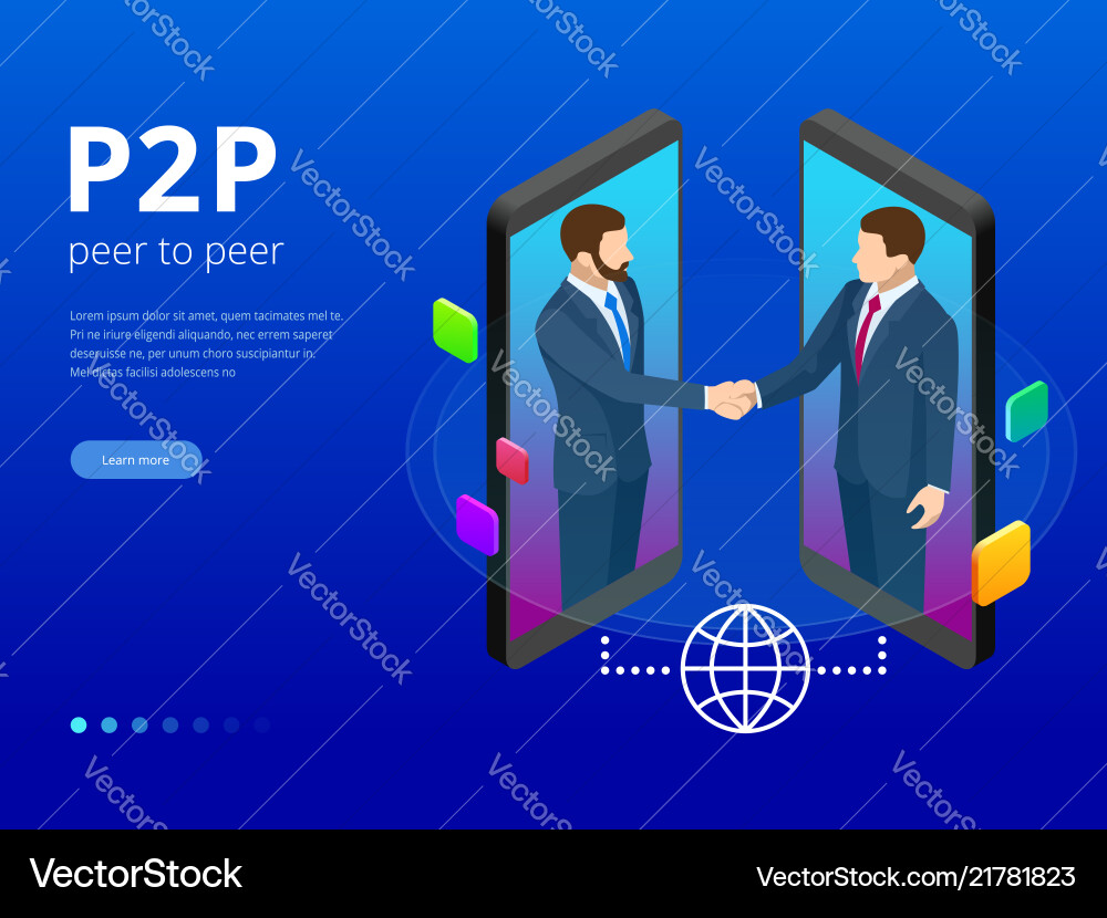 Fintech Peer-to-Peer Concepts Vector Image