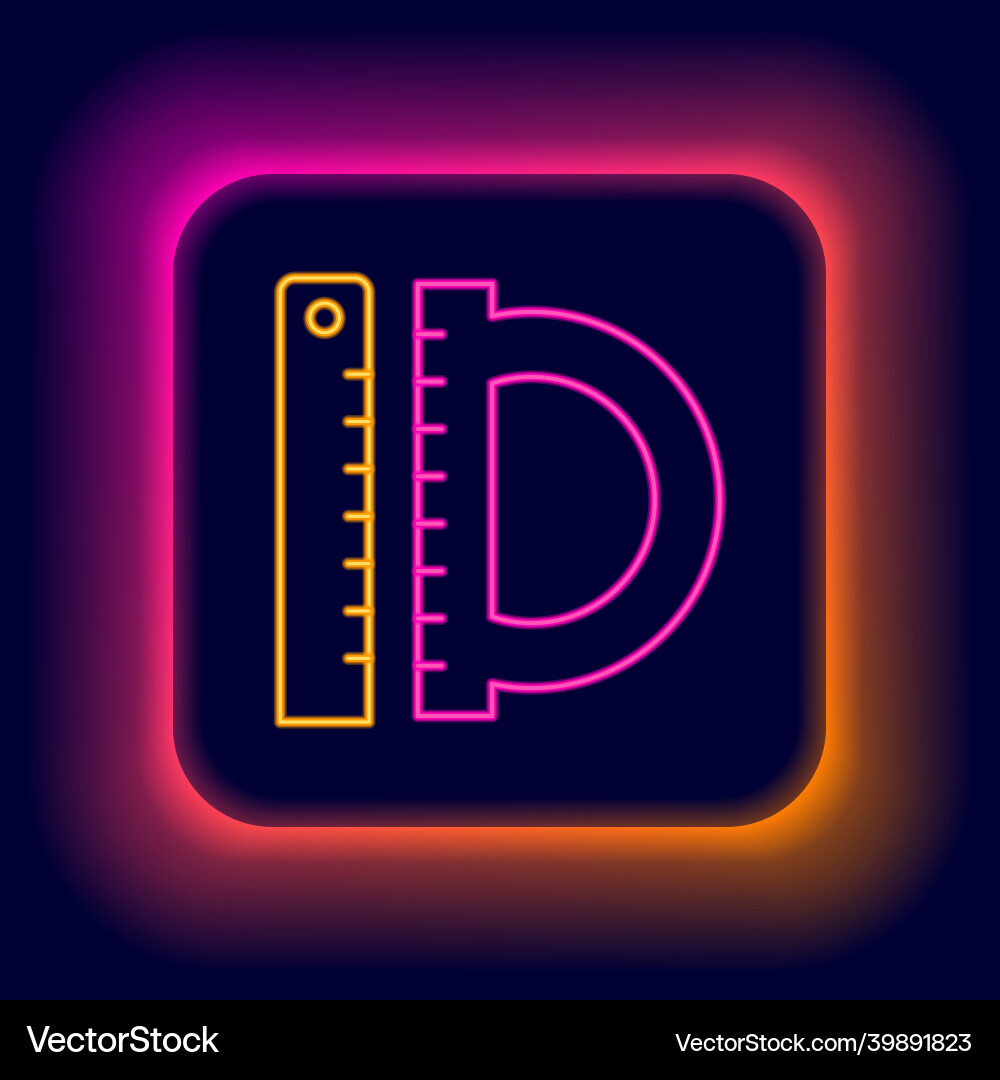 Glowing neon line protractor grid for measuring Glowing neon line protractor grid for measuring Vector Image