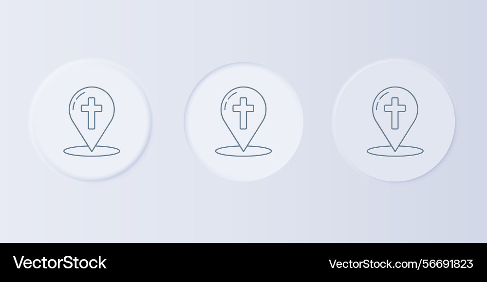 Grey map pointer with christian cross icon Grey map pointer with christian cross icon vector image