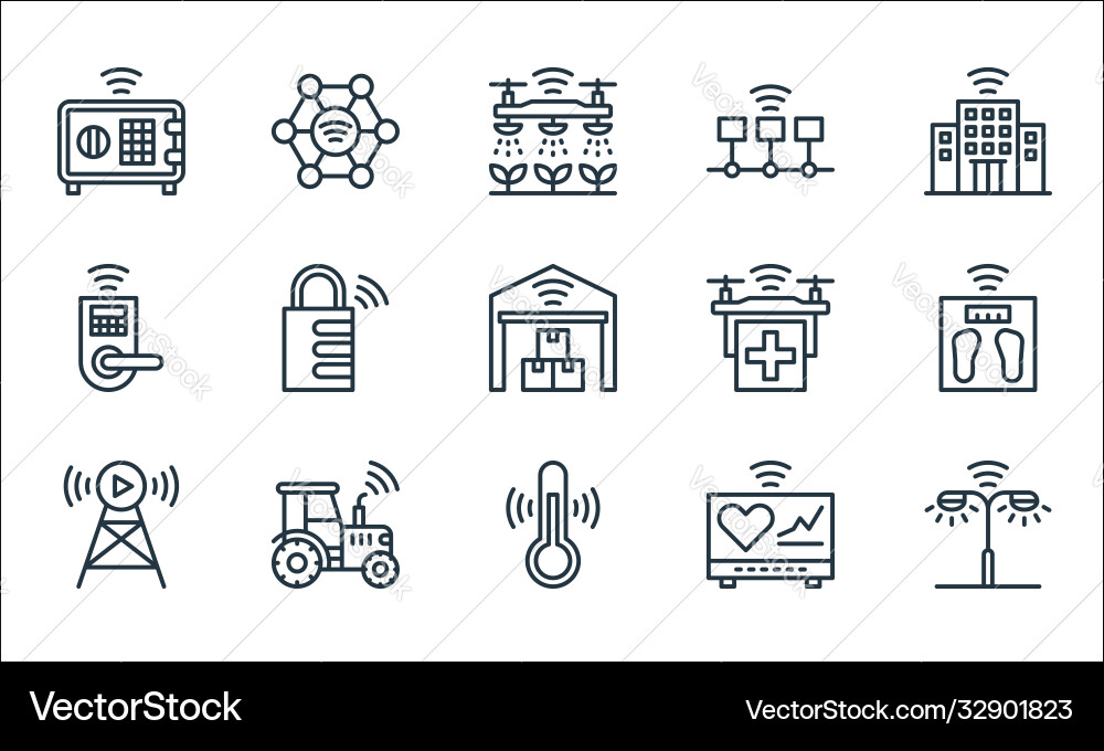 Internet things line icons linear set quality Internet things line icons linear set quality vector image