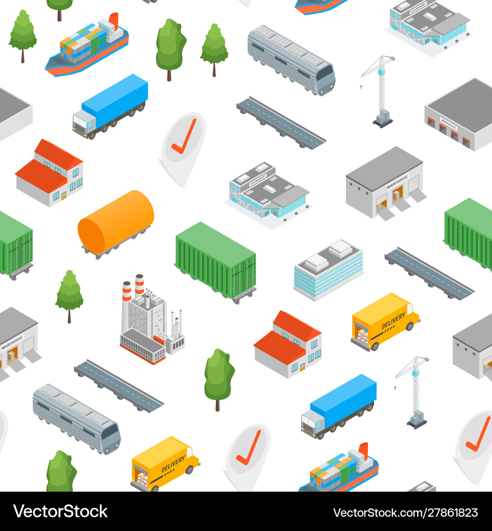 Isometric Logistic Transportation Pattern vector image
