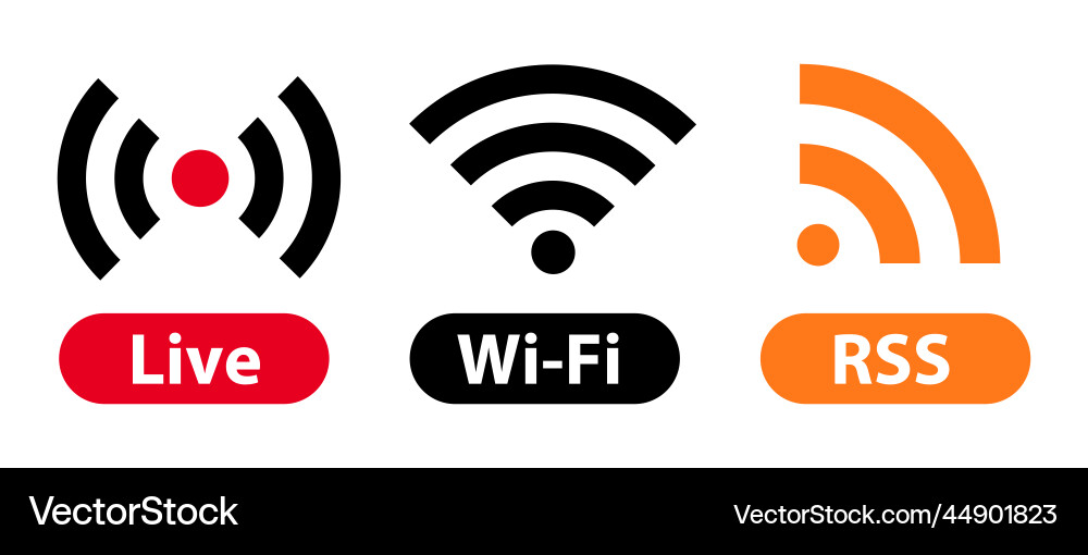 Live and wi-fi rss icon set Vector Image