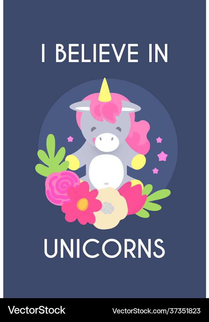 Niedliches Einhorn mit Horn und Blumen glaube ich Niedliches Einhorn mit Horn und Blumen glaube ich vektorbild
