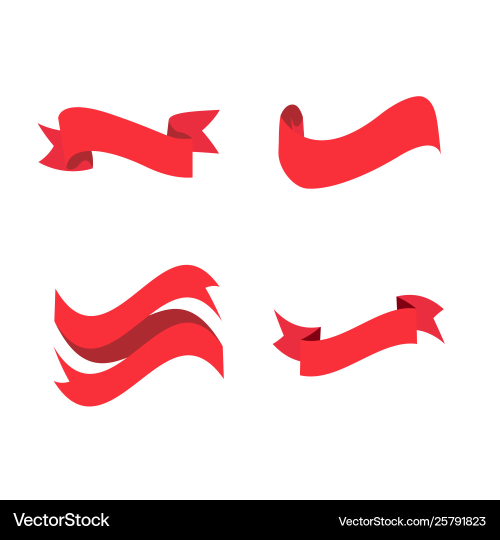 Red ribbons set design elements isolated on white Red ribbons set design elements isolated on white vector image