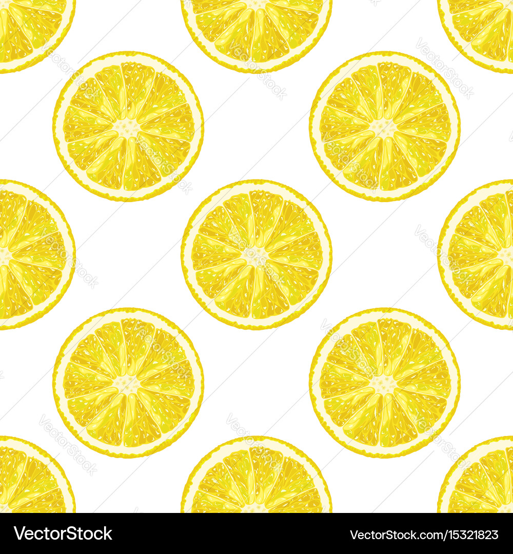 Seamless pattern of lemon slice realistic citrus vector image