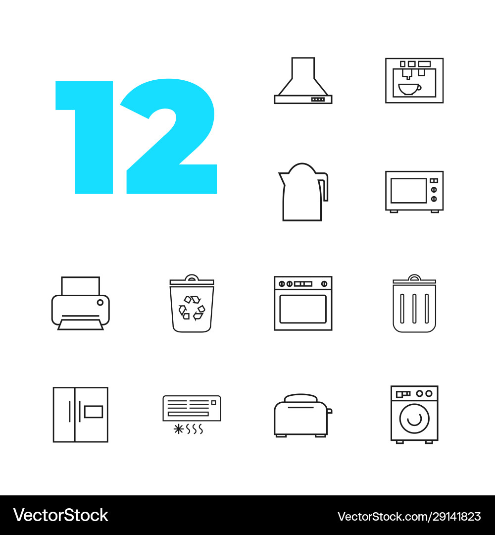 Set 12 linear icons large and small Vector Image