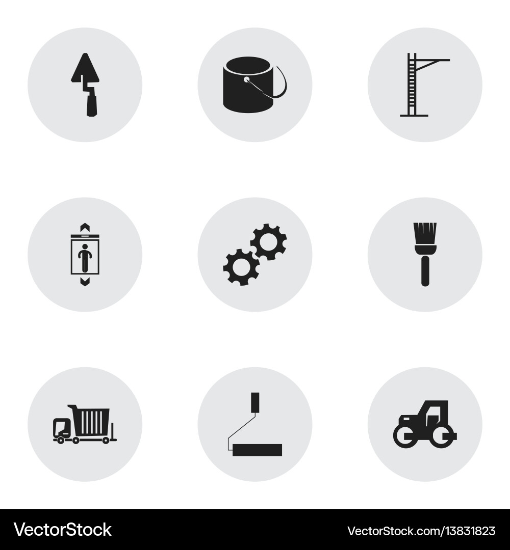 Set of 9 editable building icons includes symbols Set of 9 editable building icons includes symbols vector image