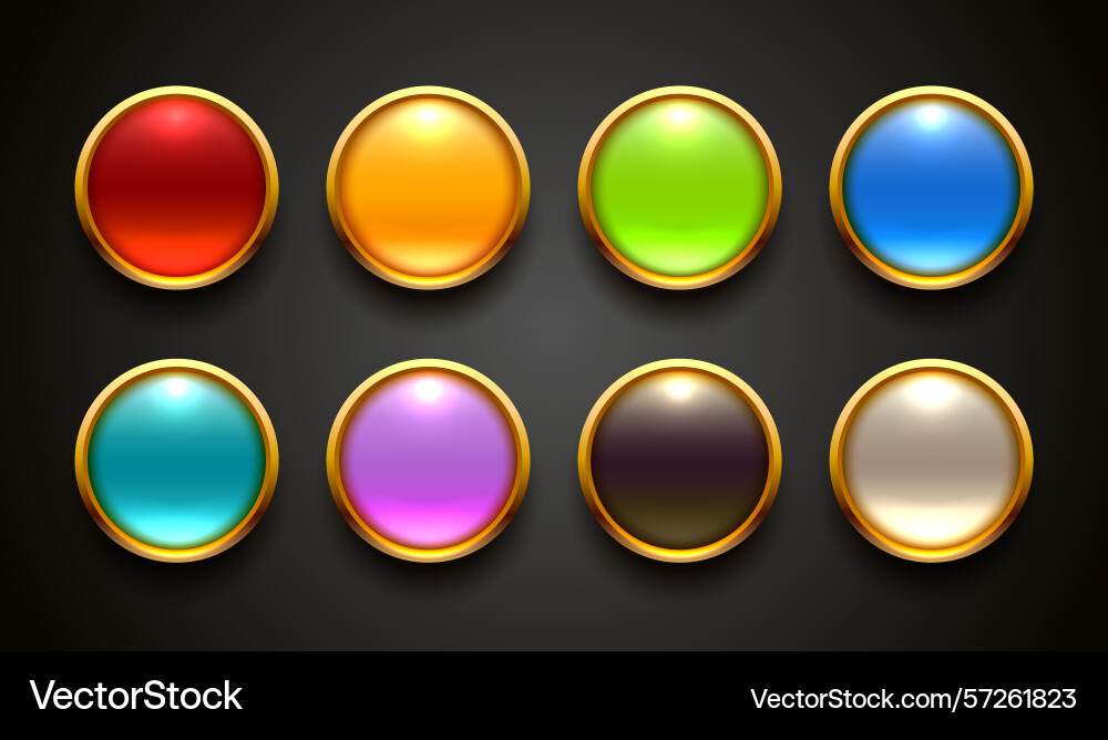Set of round buttons different colors Set of round buttons different colors vector image