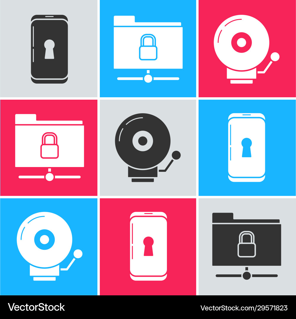 Set smartphone with lock ftp folder Set smartphone with lock ftp folder vector image