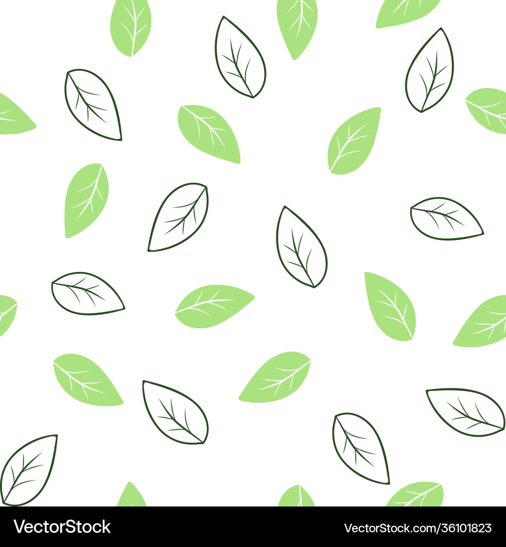 Simple leaf doodle repeat pattern design Simple leaf doodle repeat pattern design vector image
