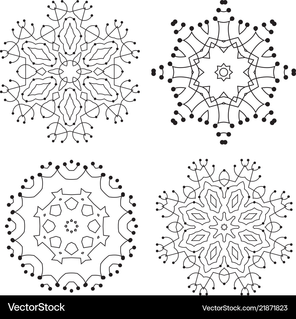 Snowflake thin line icon collection vector image
