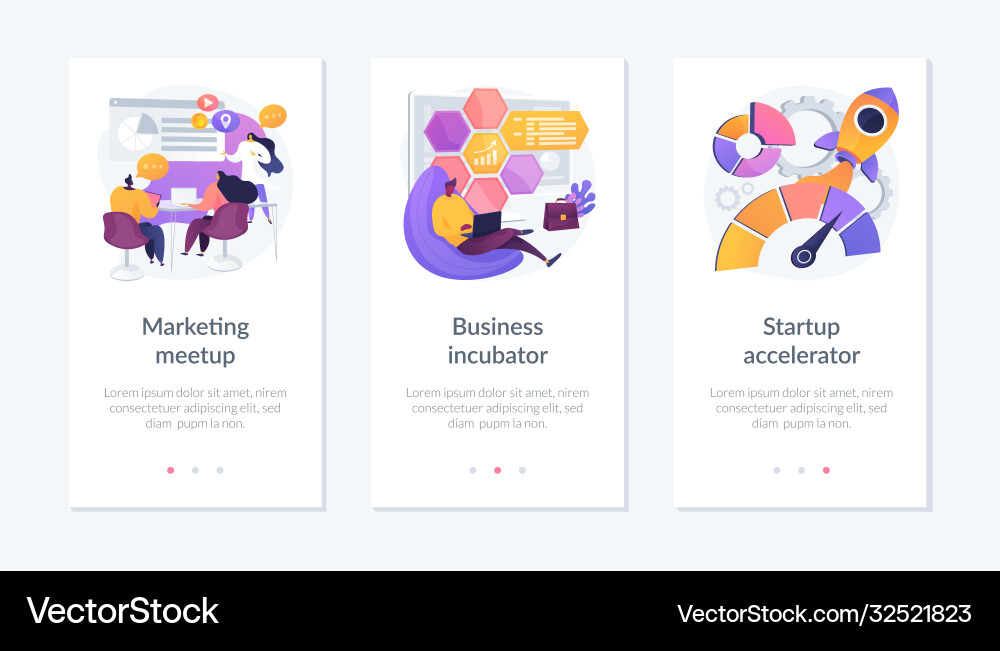 Startup supporting app interface template Startup supporting app interface template vector image