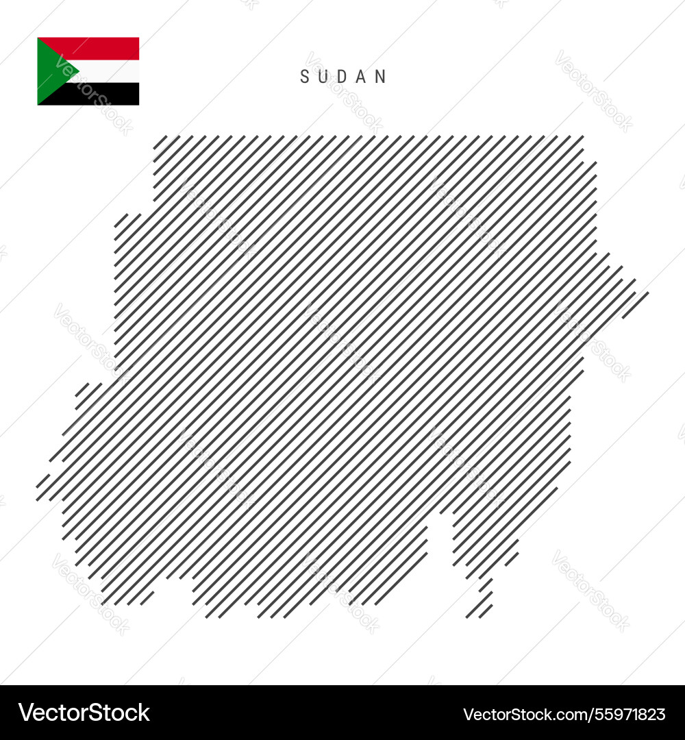 Sudan map from pattern of black slanted parallel Sudan map from pattern of black slanted parallel vector image
