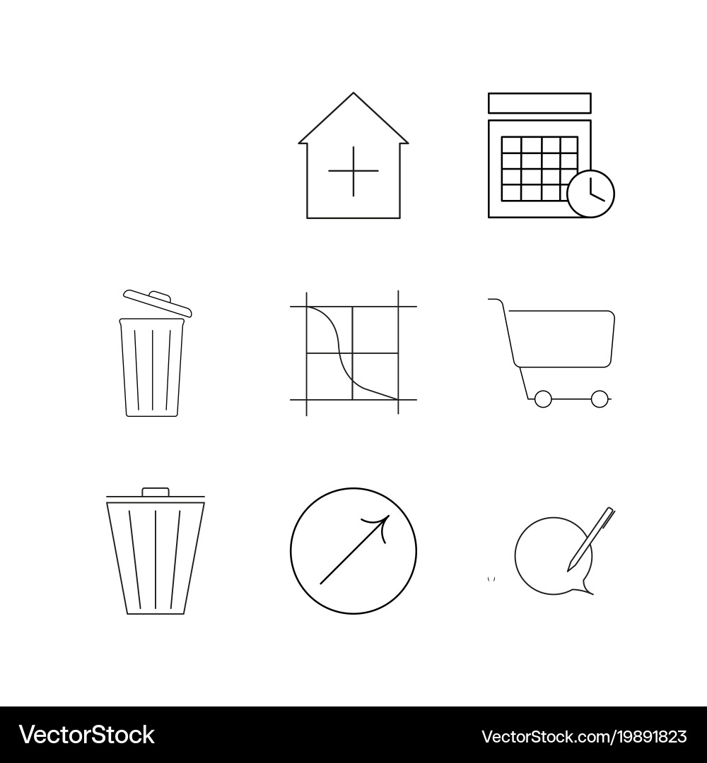 Web linear icon set simple outline icons vector image