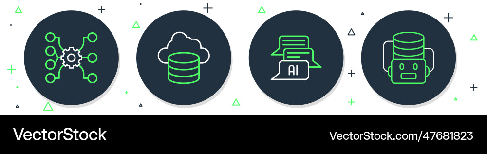 Zeile Cloud-Datenbank-Chat Bot neural Netzwerk Zeile Cloud-Datenbank-Chat Bot neural Netzwerk vektorbild