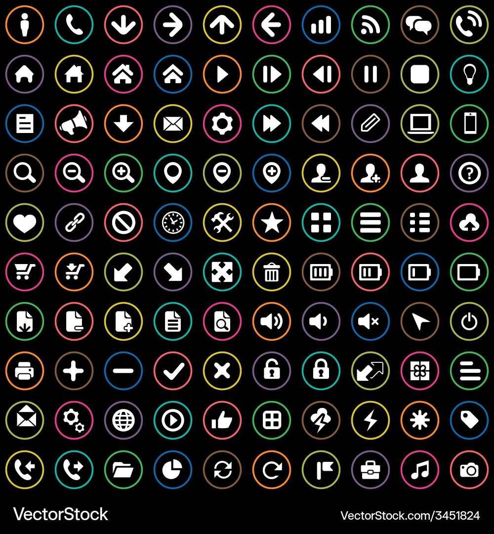 100 ui icons for web and mobile vector image