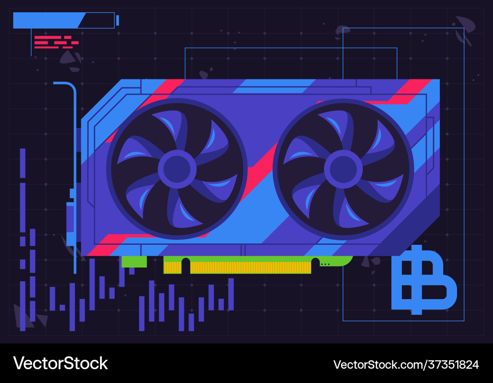 Computer video card with a flat interface design vector image
