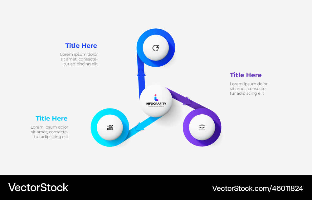 Cycle diagram with 3 options or steps slide vector image