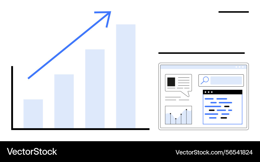 Data growth chart and analytics dashboard Data growth chart and analytics dashboard vector image