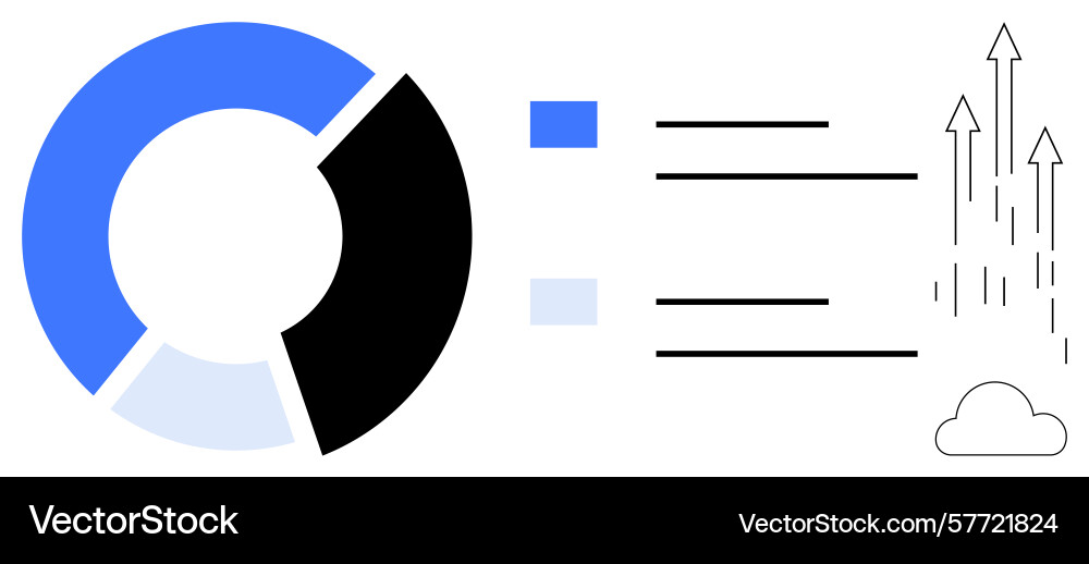 Data visualization with pie chart key labels and Data visualization with pie chart key labels and vector image