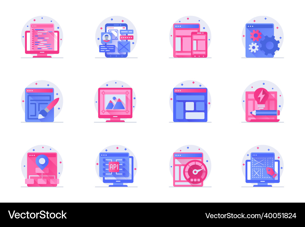 Design and development concept web flat color Design and development concept web flat color vector image